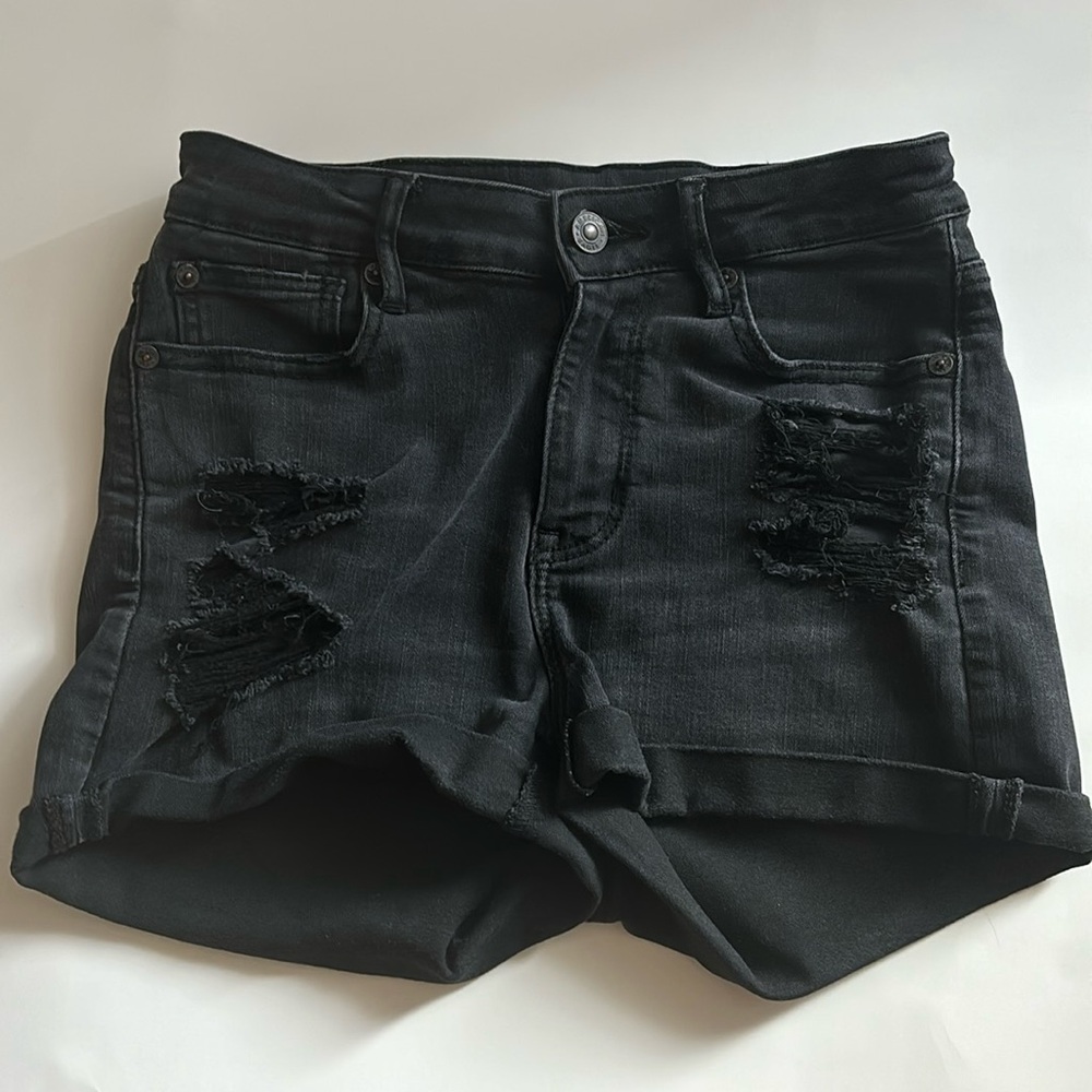 American Eagle High Rise Shortie Jean Shorts